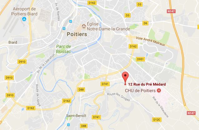 plan de Poitiers et de Saint-Benoit avec la localisation précise du Cresam