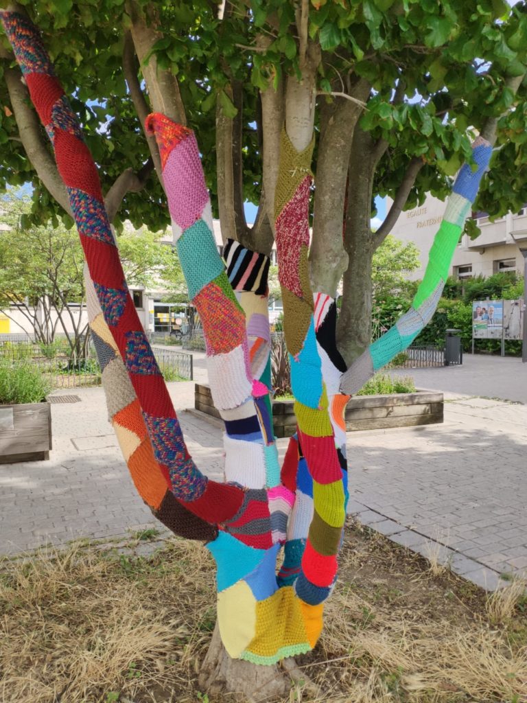 un arbre recouvert de laine