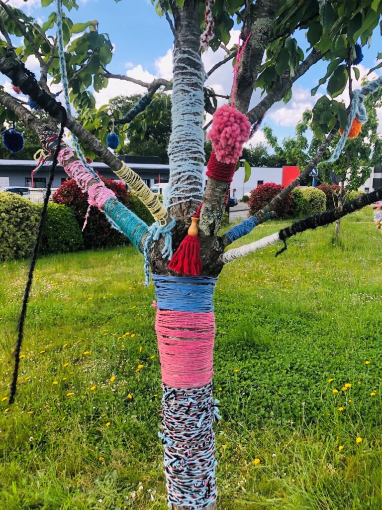 un arbre recouvert de laine