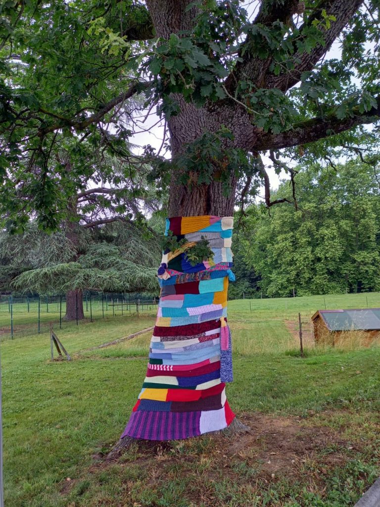un arbre recouvert de laine
