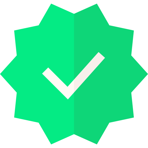 1 icône ronde crantée verte signe « validé »
