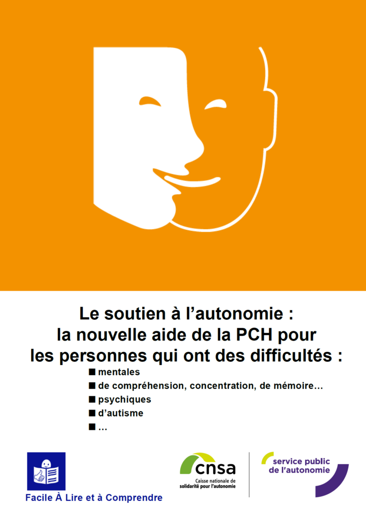 couverture de la fiche "le soutien à l'autonomie" de la PCH en FALC